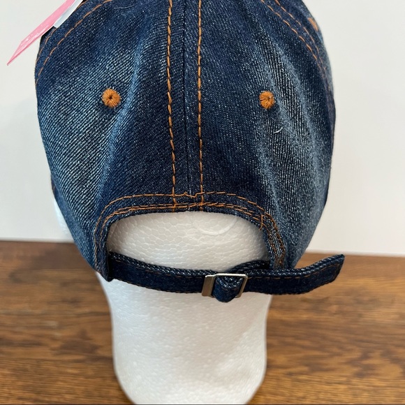 Blingy Denim Baseball Cap Rhinestones, Embroidery Smiley Face Sophia Collection - Picture 6 of 9